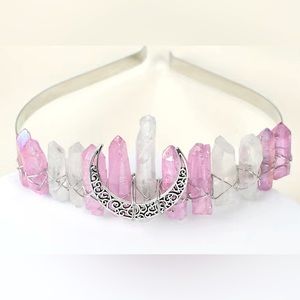 Natural Crystal Quartz Crown/Witchy Crown/Fae Crown/Fairy Crown